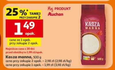 Kasza manna Auchan 500 g promocja w Auchan