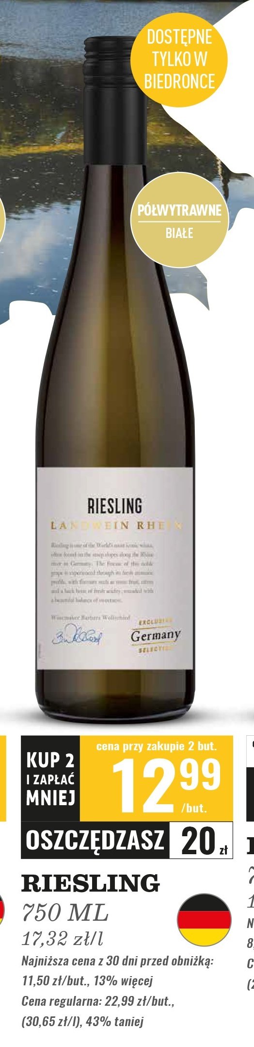 Wino Landwein rhein riesling promocja w Biedronka
