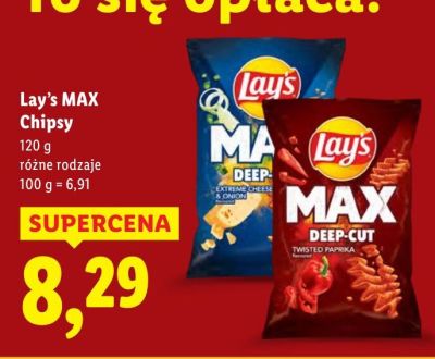 Chipsy Lay's MAX różne rodzaje promocja w Lidl