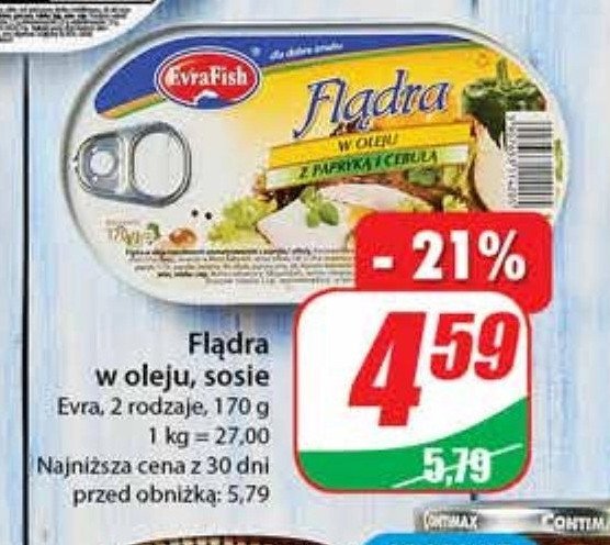 Flądra w oleju roślinnym z papryką i cebulą Evrafish promocja