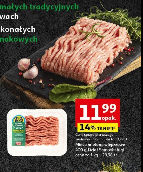 Mięso mielone wieprzowe Auchan pewni dobrego promocja w Auchan