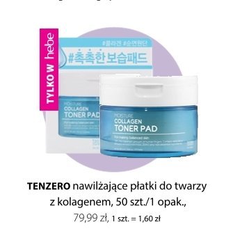 Płatki tonizujące TENZERO nawilżające z kolagenem promocja w Hebe