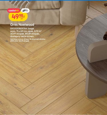 Gres Noelwood beige, wym. 11 x 60 cm promocja w Castorama