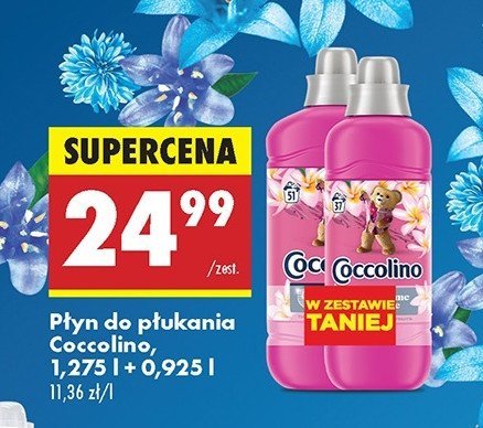 Płyn do płukania tiare flower & red fruits 1.275 l + 925 ml Coccolino perfume & care promocja w Biedronka