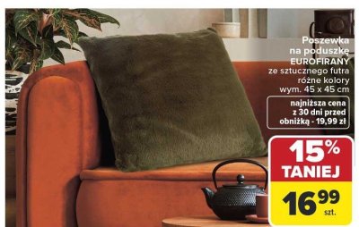 Poszewka na poduszkę ze sztucznego futra różne kolory wym. 45 x 45 cm promocja w Carrefour