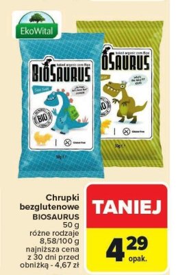Chrupki bezglutenowe BIOSAURUS 50g promocja w Carrefour Market