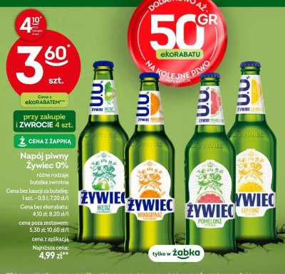 Napój piwny Żywiec 0% Lemonz butelka zwrotna promocja w Żabka