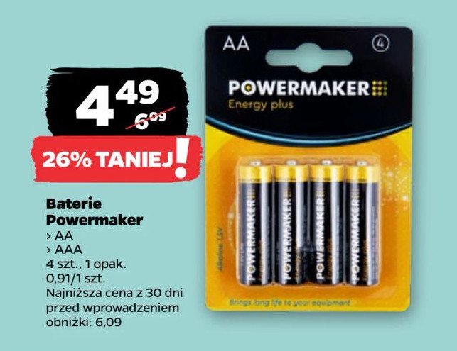 Baterie aa Powermaker energy plus promocja w Netto