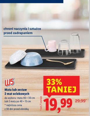Mata lub zestaw 2 mat ociekowych promocja w Lidl