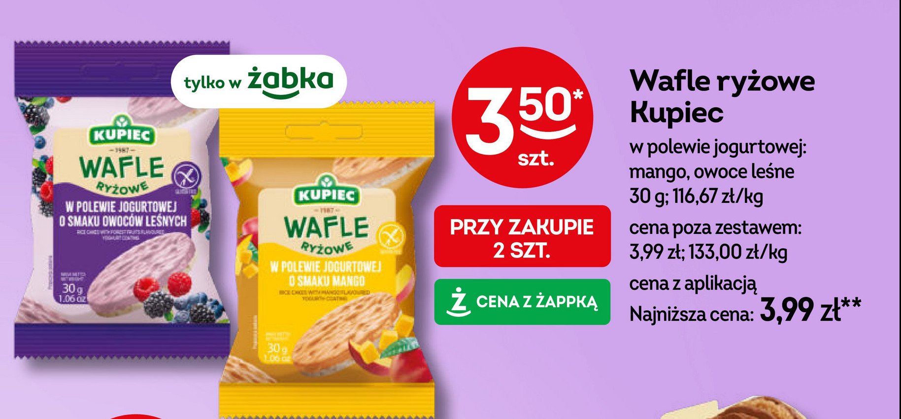 Wafle mango w polewie jogurtowej Kupiec promocja w Żabka