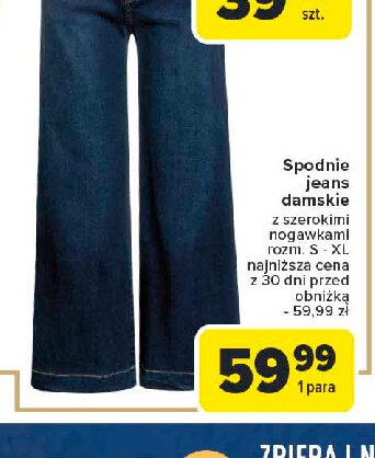 Spodnie damskie jeans szerokie promocja w Carrefour