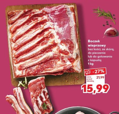Boczek wieprzowy bez kości, ze skórą, do pieczenia lub do gotowania z kapustą promocja w Kaufland
