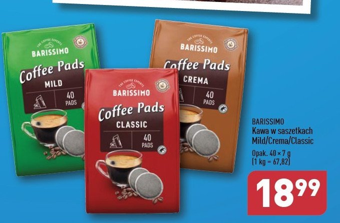 Kawa crema & aroma Barissimo caffee pads promocja