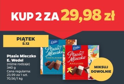 Ptasie Mleczko różne rodzaje E. Wedel promocja w Netto