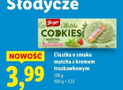 Ciastka o smaku matcha z kremem truskawkowym promocja w Lidl
