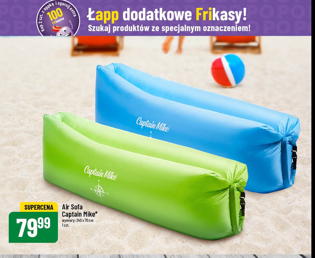 Air sofa 240 x 70 cm niebieska Captain mike promocja