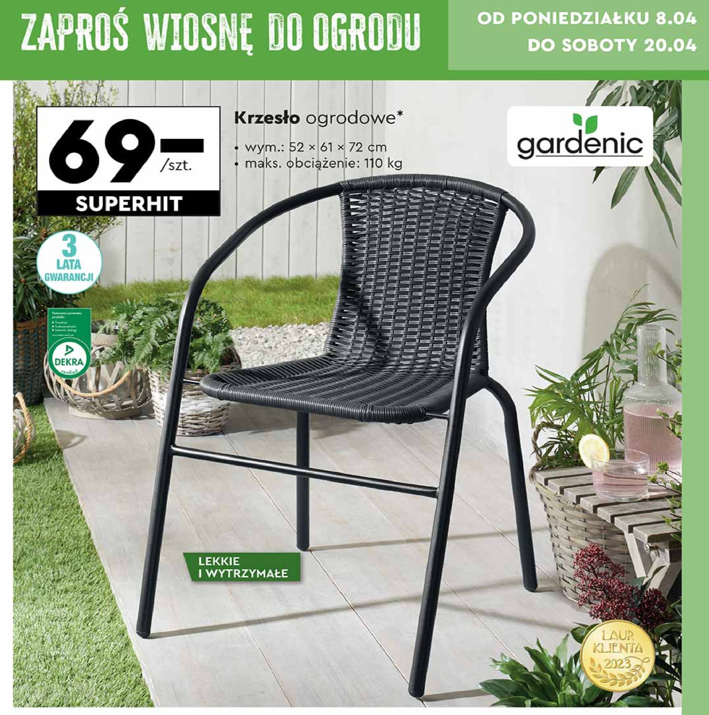 Krzesło ogrodowe 52 x 61 x 72 cm Gardenic promocja
