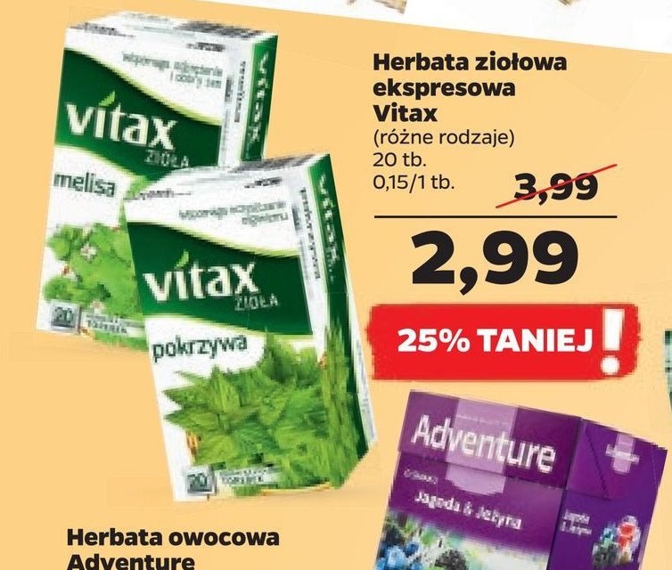 Herbata melisa Vitax zioła promocja