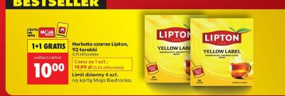 Herbata czarna Yellow Label 92 torebki promocja w Biedronka