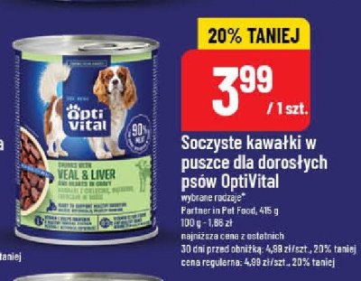 Soczyste kawałki w puszce dla dorosłych psów OptiVital promocja w POLOmarket