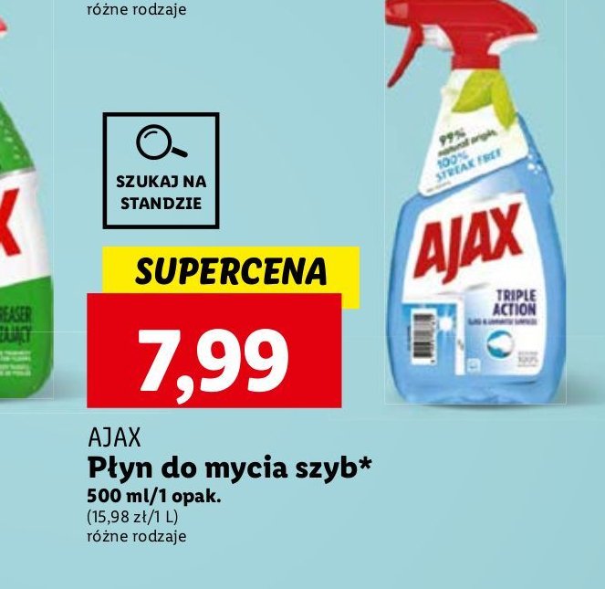 Płyn do mycia szyb Ajax triple action Ajax . promocja