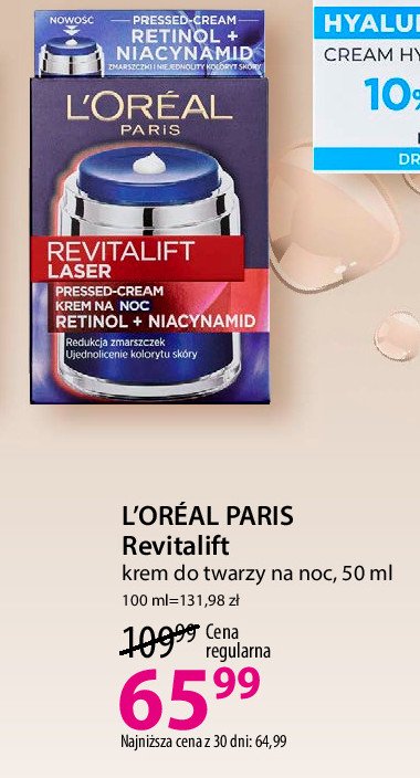 Krem do twarzy na noc L'OREAL REVITALIFT LASER RETINOL I NIACYNAMID promocja