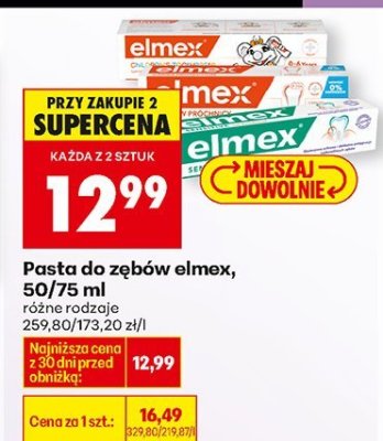 Pasta do zębów Elmex, 50/75 ml promocja w Biedronka