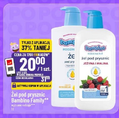 Żel pod prysznic Bambino Family w różne rodzaje promocja w POLOmarket