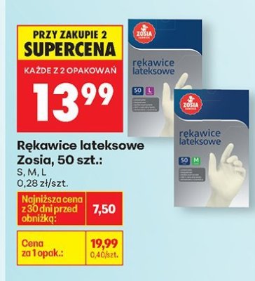Rękawice lateksowe Zosia, 50 szt. promocja w Biedronka