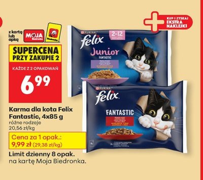 Karma dla kota Fantastic  różne rodzaje 4x85g promocja w Biedronka