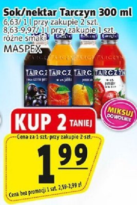 Sok/nektar Tarczyn Maspex 300 ml różne smaki promocja w Prim Market