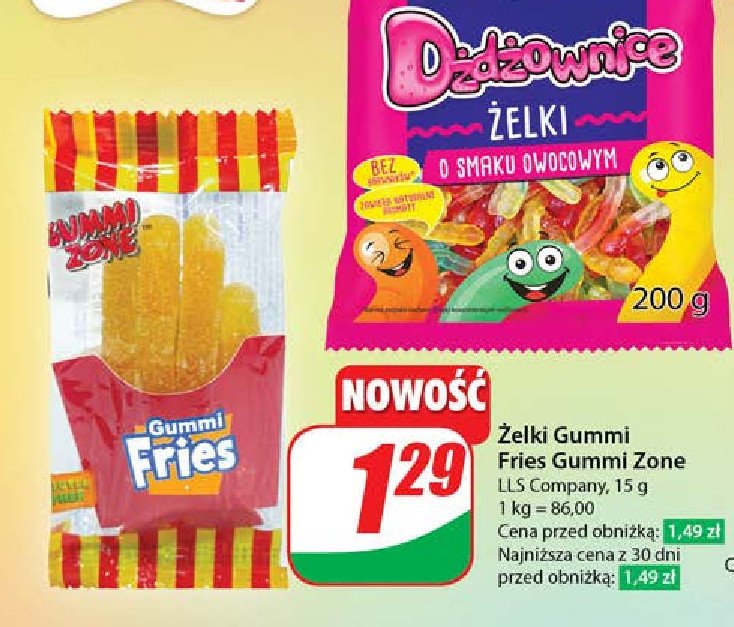 Żelki fries Gummi zone promocja w Dino