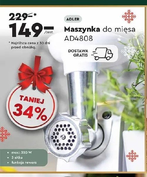 Maszynka do mięsa ad4808 Adler promocja w Biedronka