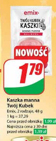 Kaszka manna malinowa Emix promocja