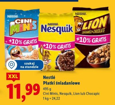 Płatki śniadaniowe Nestlé Cini Minis, Nesquik, Lion lub Chocapic promocja w Lidl