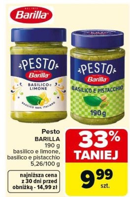 Pesto Barilla basilico e limone 190g promocja w Carrefour Market