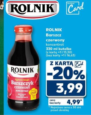 Barszcz czerwony ROLNIK koncentrat 330 ml butelka promocja w Kaufland