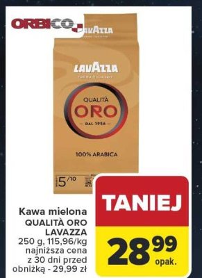 Kawa mielona QUALITA ORO LAVAZZA 250 g promocja w Carrefour
