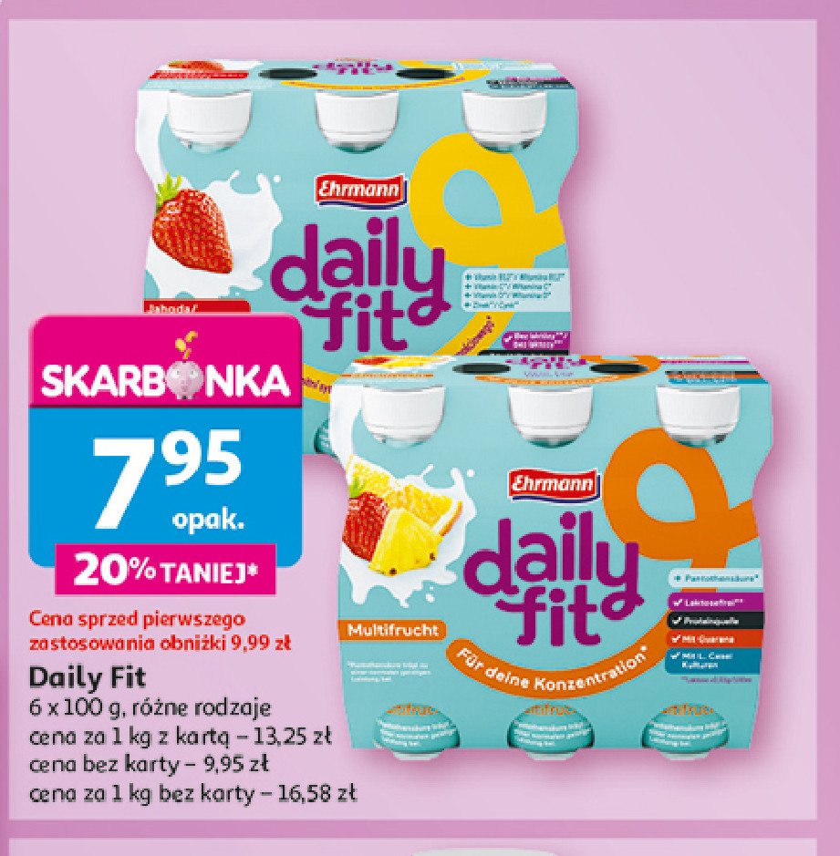 Napój jogurtowy wieloowocowy Ehrmann daily fit promocja w Auchan