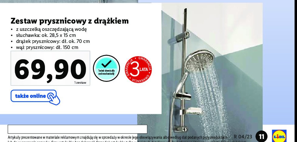Zestaw prysznicowy z drążkiem LIVARNO HOME promocja