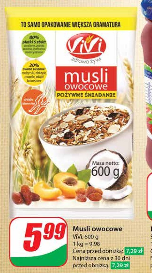 Musli owocowe Vivi promocja