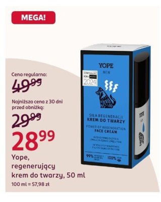Krem do twarzy regenerujący Yope, 50 ml promocja w Rossmann