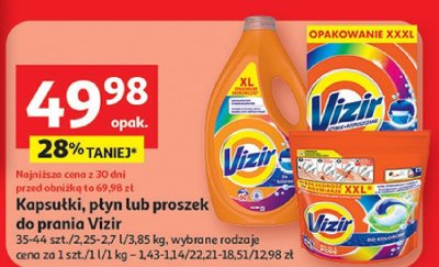 Kapsułki, płyn lub proszek do prania Vizir 35-44 szt./2,25-2,7 l/3,85 kg promocja w Auchan
