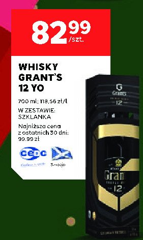 Whisky + szklanka Grant's 12 yo promocja w Stokrotka