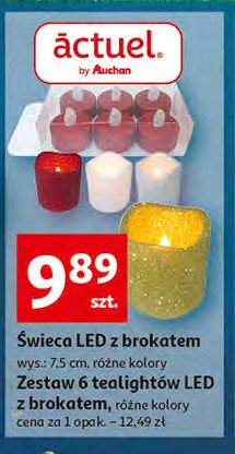 Świeca led z brokatem 7.5 cm Actuel promocja
