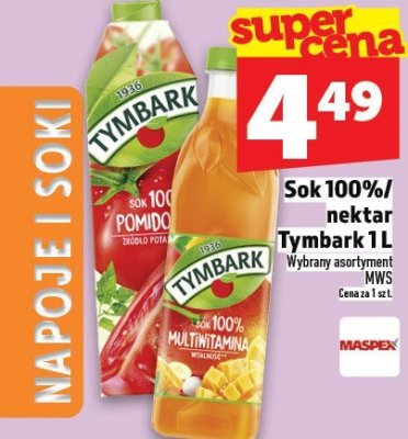 Sok 100%/nektar Tymbark 1 L promocja w TOPAZ