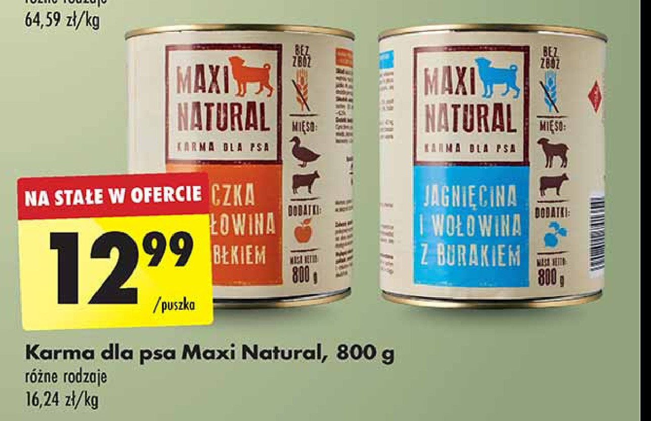 Karma dla psa jagnięcina wołowiną i burak Maxi natural promocja