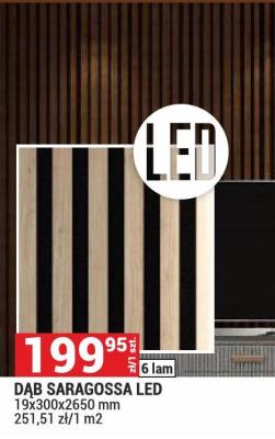 Lamele akustyczne Dąb Saragossa LED promocja w Merkury Market