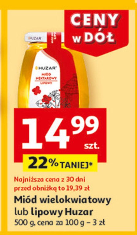 Miód lipowy Huzar promocja w Auchan