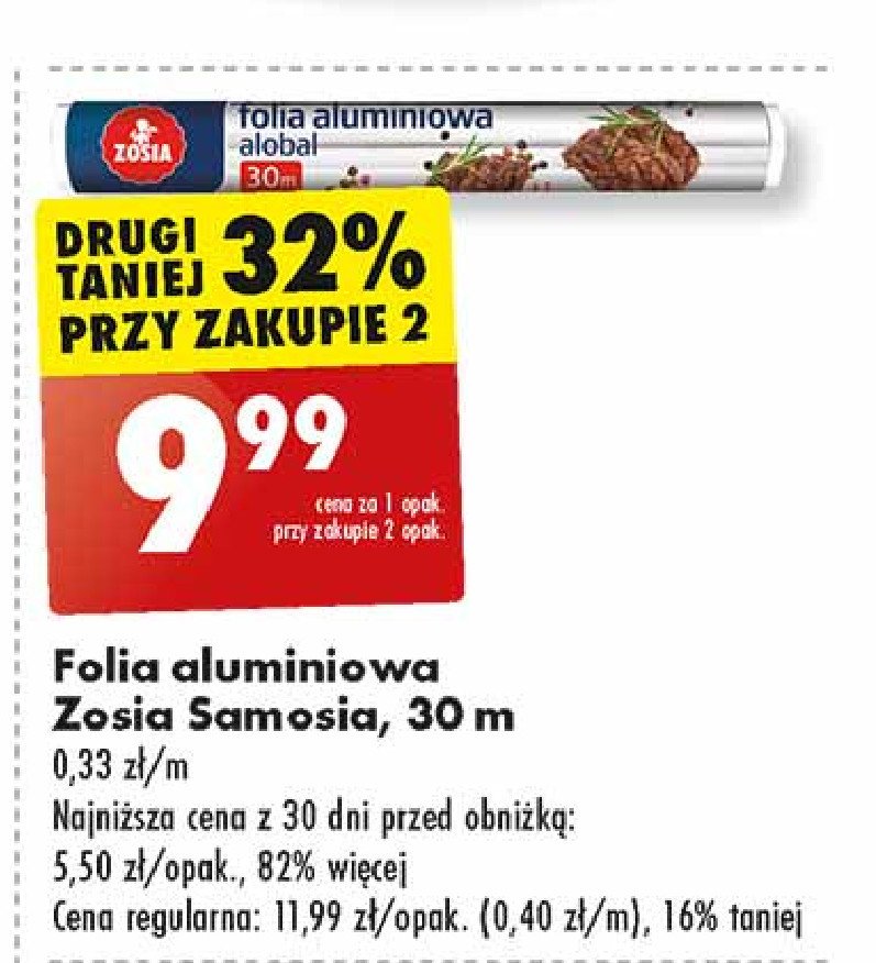 Folia aluminiowa 30 m z tłoczeniem Zosia samosia promocja